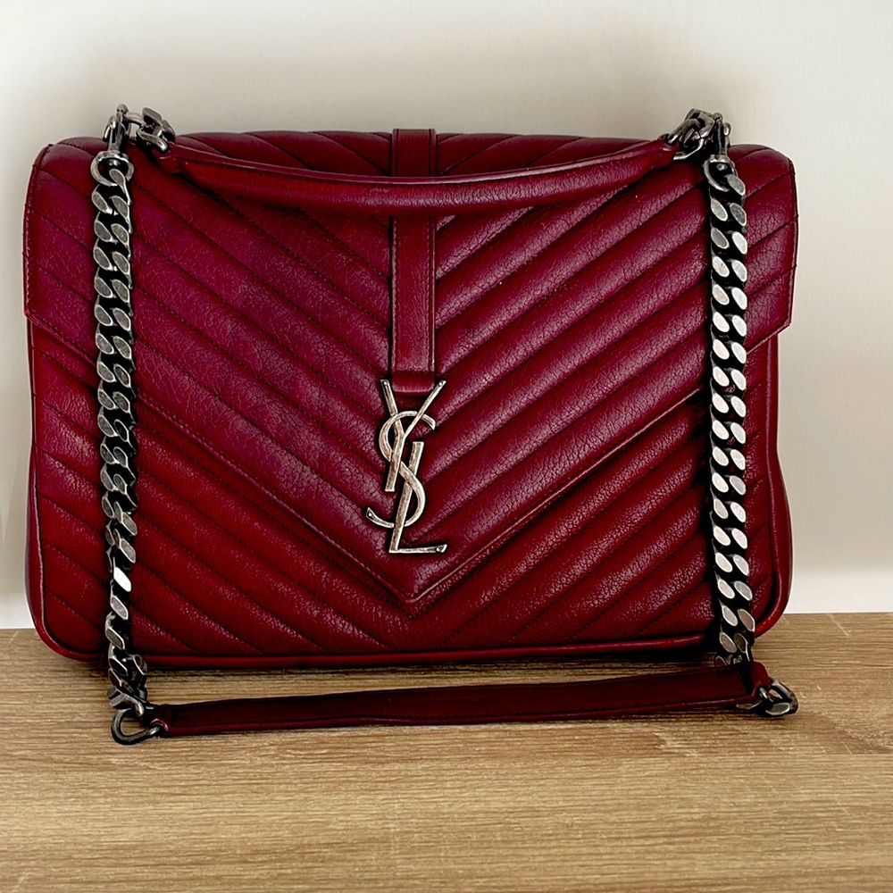 YSL College Bag  Large Burgundy